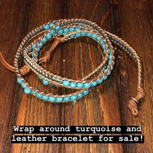 Wrap Around Turquoise And Leather Bracelet